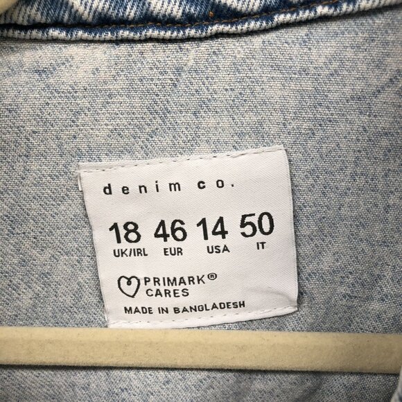 Denim Co Primark Oversized Jean Jacket Womens Size 14 Distressed Light Wash Blue - Picture 5 of 9